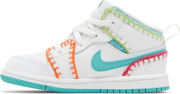 Air Jordan 1 Mid SE TD Multi Knit Sneakers, White