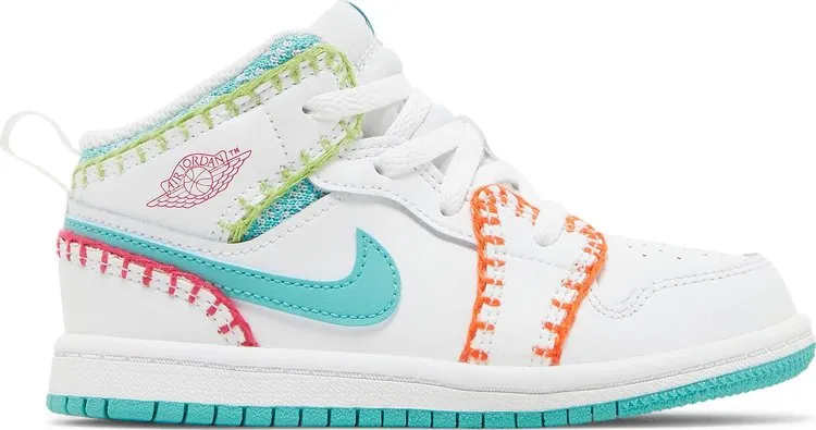 Air Jordan 1 Mid SE TD Multi Knit Sneakers, White