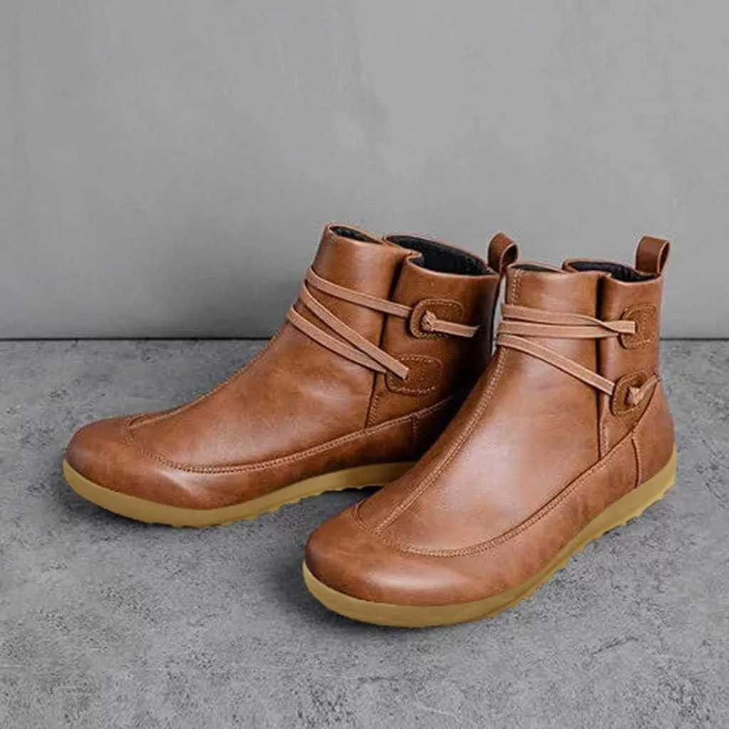 AMDBEL Ankle Boots for Women, Cowgirl Boots Women Slip On Loafers Chunky Block Heel Shoes Office Hollow-out Low Heel Booties