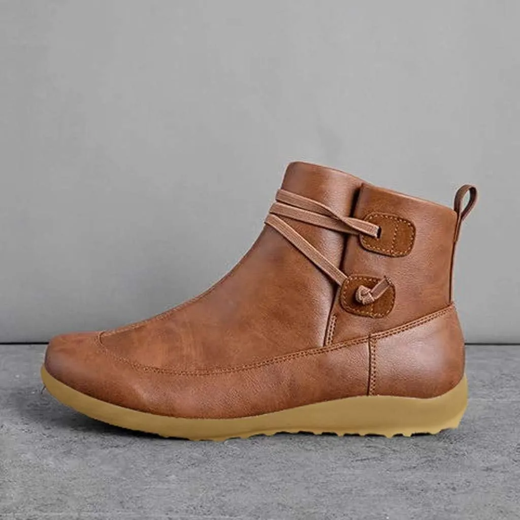 AMDBEL Ankle Boots for Women Cut Out Slip On Short Chunky Stacked Heel Perforated Side V Cut Western Booties Cutout Shoes
