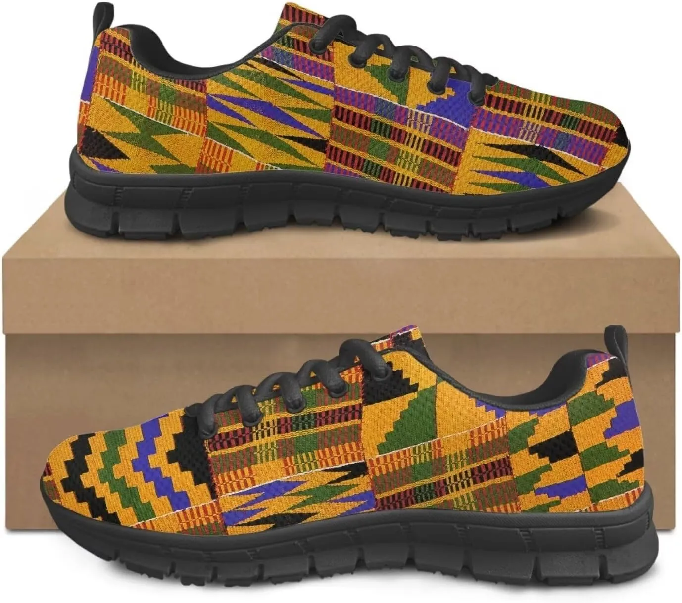 AmzPrint Women Indoor Cycling Shoes Bike Shoes Argyle Print Colorful Running Shoes for Women Comfortable Sneakers