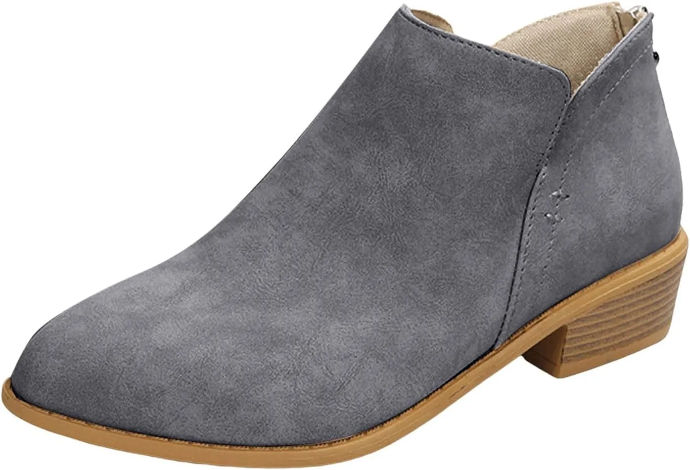 Ankle Boots for Women Low Heel Chunky Heel Boots Women's Fashion Color Matching Fall Winter Side Zipper Short Boots