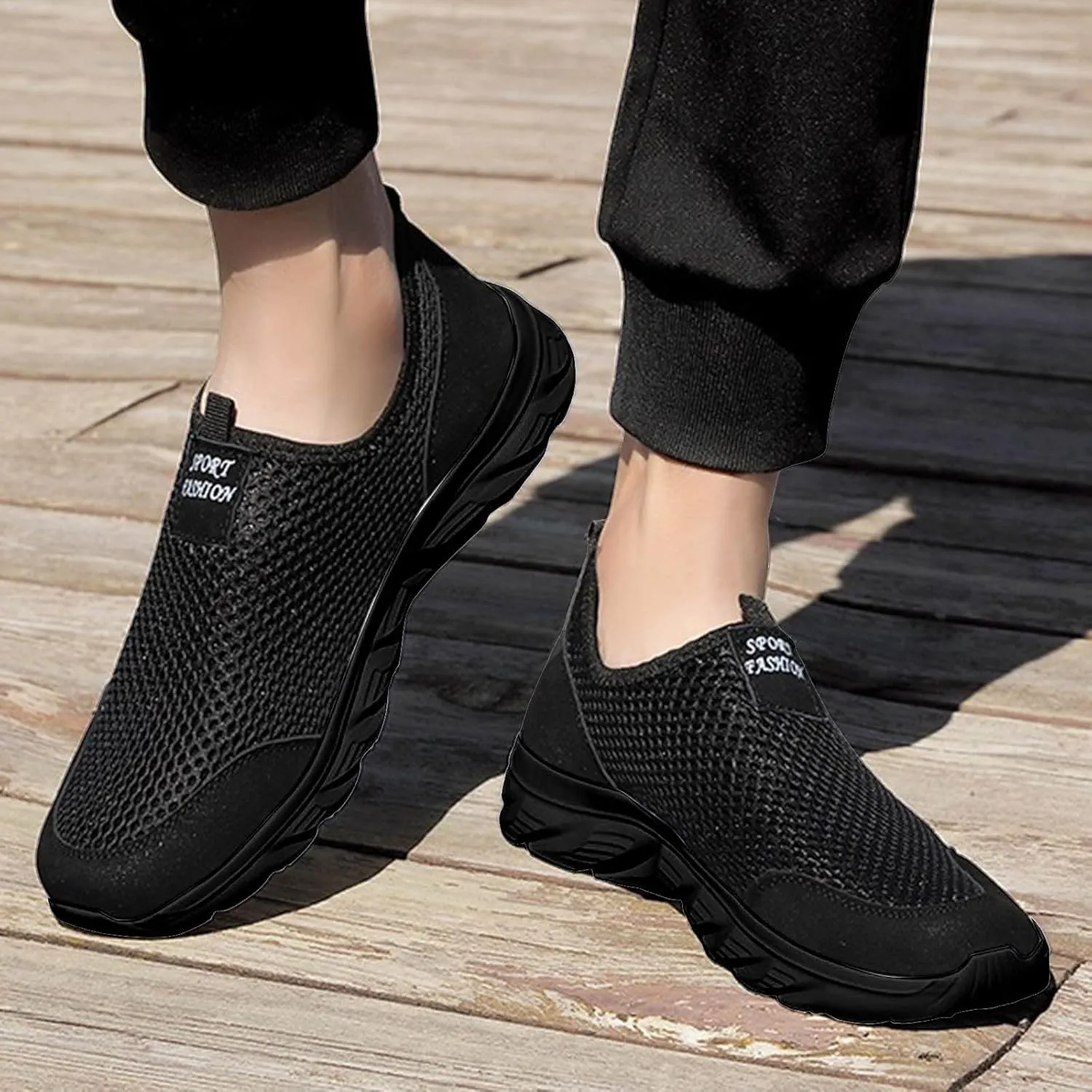 Arch Support Walking Shoes for Men Comfortable Breathable Lightweight Tennis Shoe Soft Flat Soled Elderly Shoes