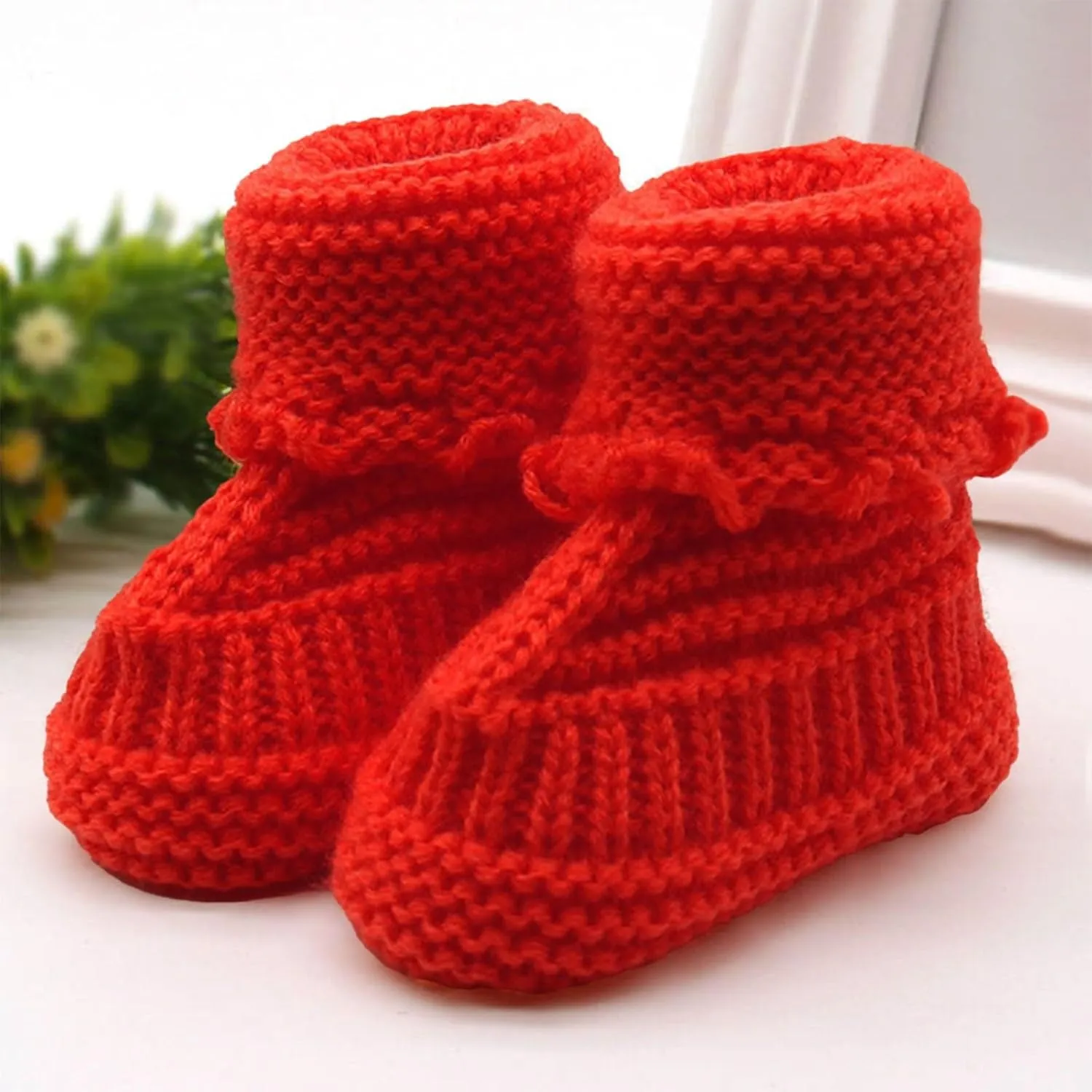 Baby Boys Girls Booties Newborn Infant Hand Knitting Crochet Cozy Shoes Non Slip Crib Booties Shoes Fall Winter