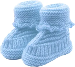 Baby Boys Girls Booties Newborn Infant Hand Knitting Crochet Cozy Shoes Non Slip Crib Booties Shoes Fall Winter