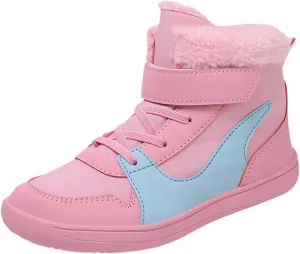 Big Kids Barefoot F??r Lined Boots Boys Girls Black Running Snow Fleece Boots Fuzzy Hiking Walking Flat Shoes