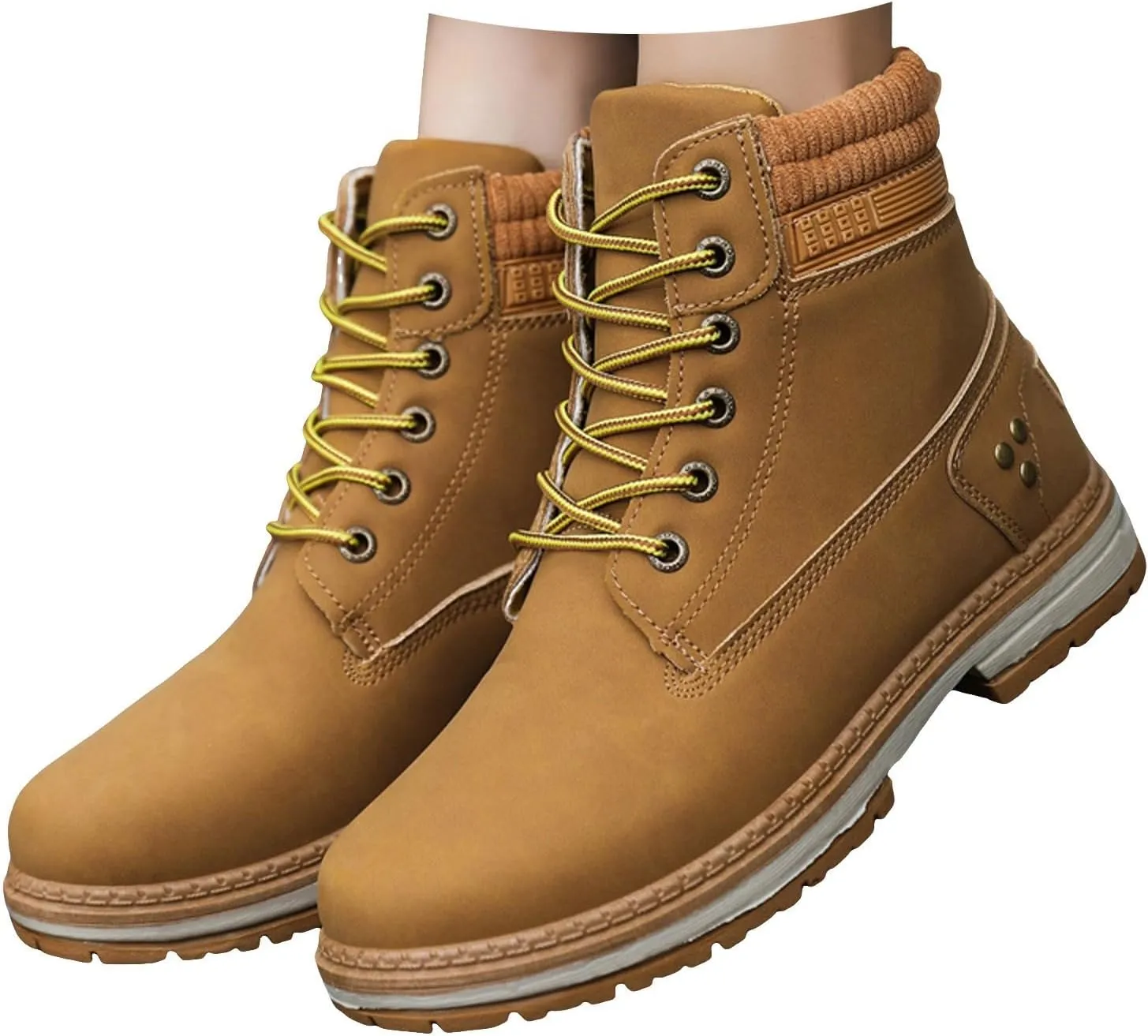 Cathalem Combat Boots for Women, Women's Work Waterproof Hiking Combat Boots Lace up Low Heel Booties Ankle Boots