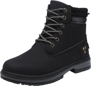 Cathalem Combat Boots for Women, Women's Work Waterproof Hiking Combat Boots Lace up Low Heel Booties Ankle Boots
