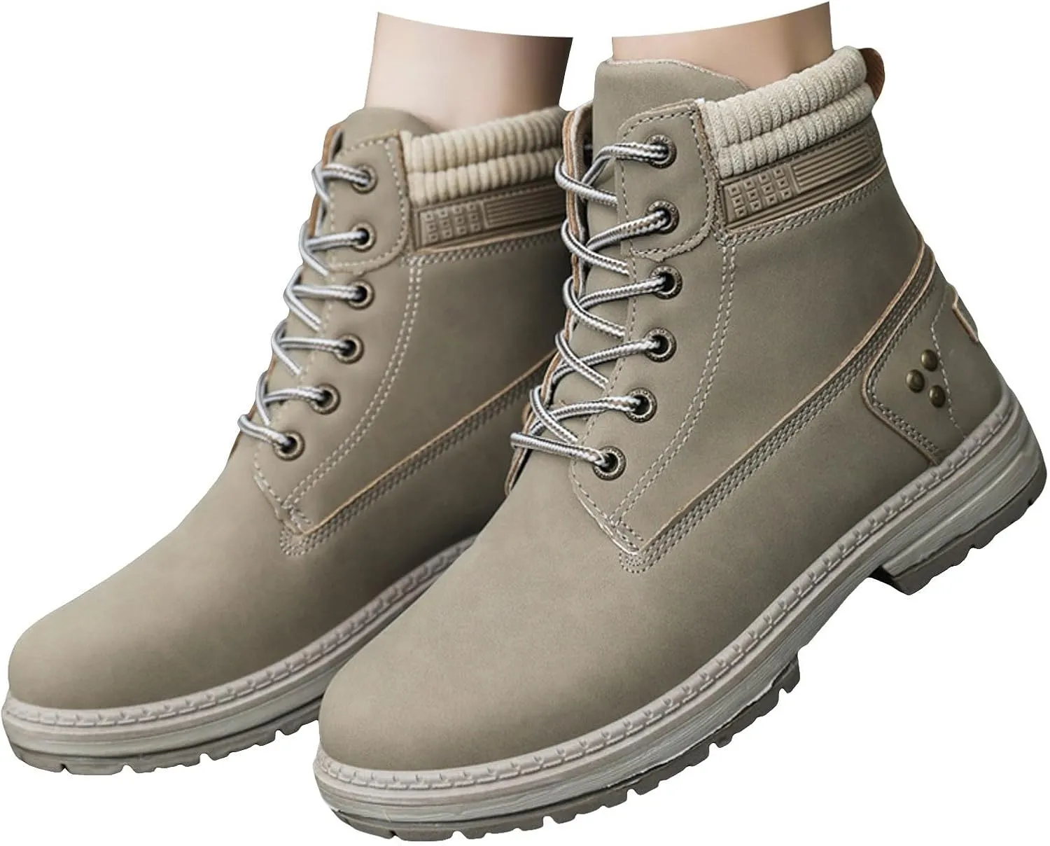 Cathalem Combat Boots for Women, Women's Work Waterproof Hiking Combat Boots Lace up Low Heel Booties Ankle Boots