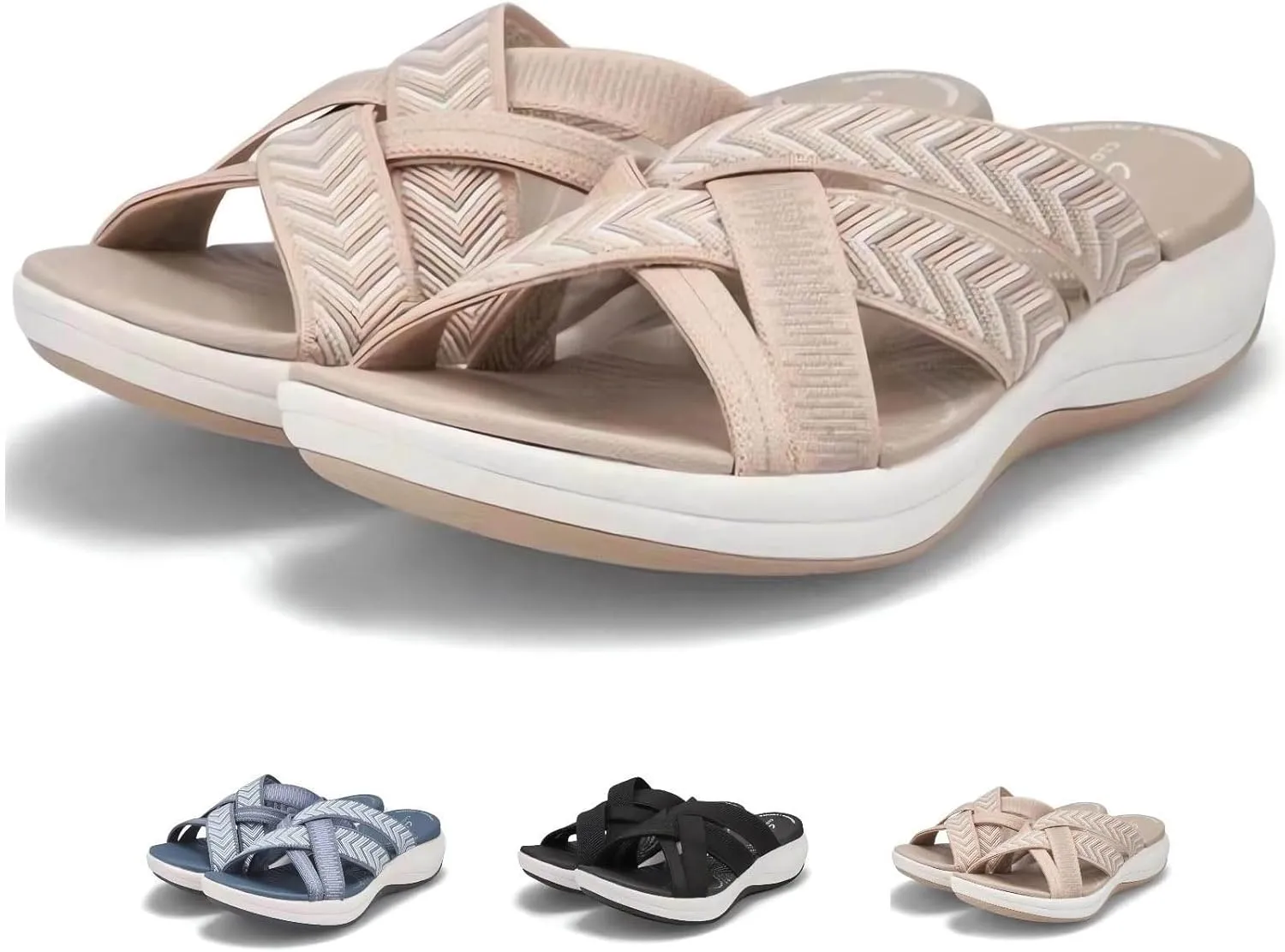 Cathalem Comfortable Recovery Orthopedic Walking Plantar Fasciitis Slides Sandals for Women with Arch Support
