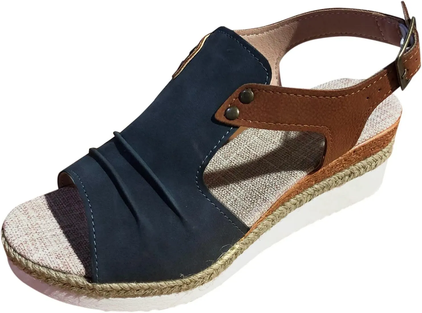 Cathalem Flat Sandals for Women, Orthopedic Platform Wedge Sandals for Women Open Toe Ankle Strap Espadrilles Sandals