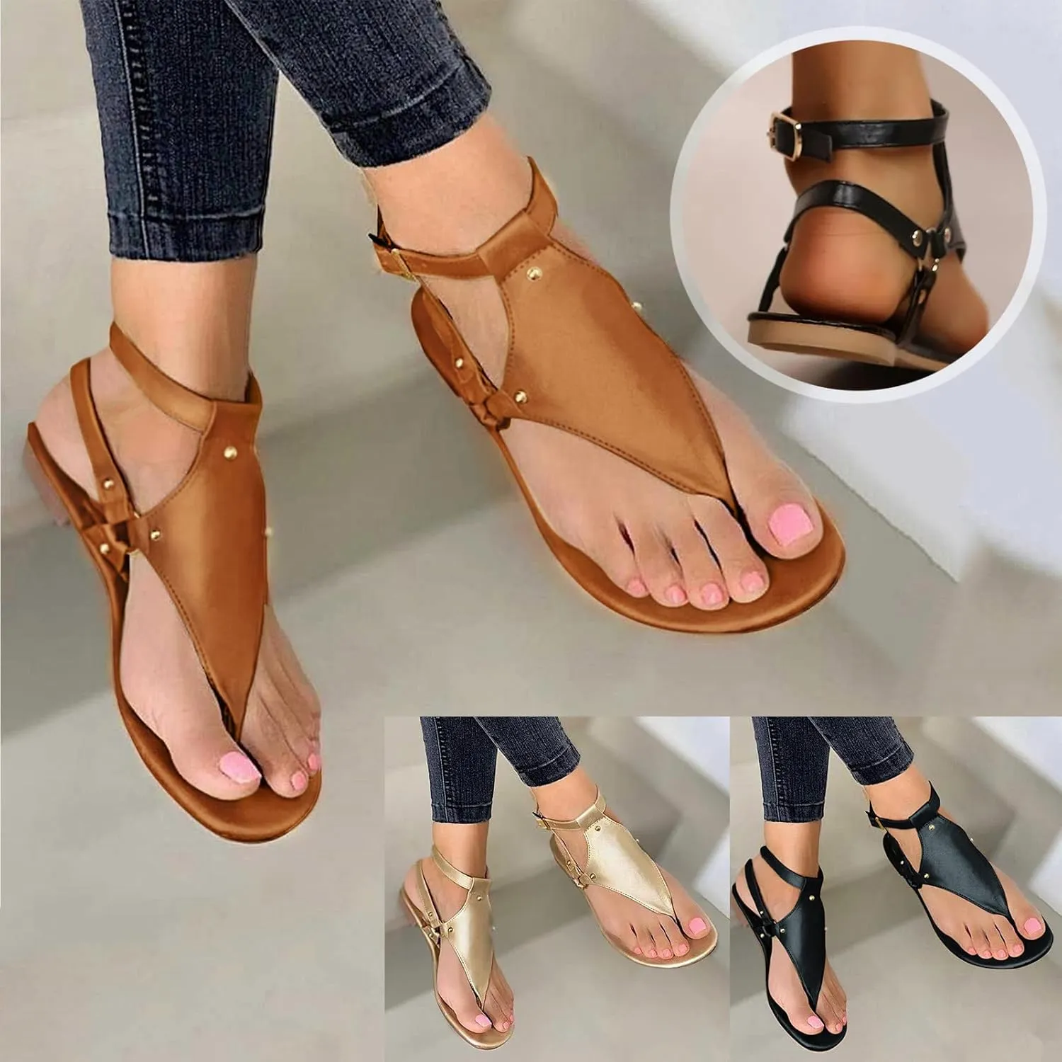 Cathalem Flip Flops Sandals for Women Dressy Summer,Women Summer Flip Flops Sandals with Arch Support