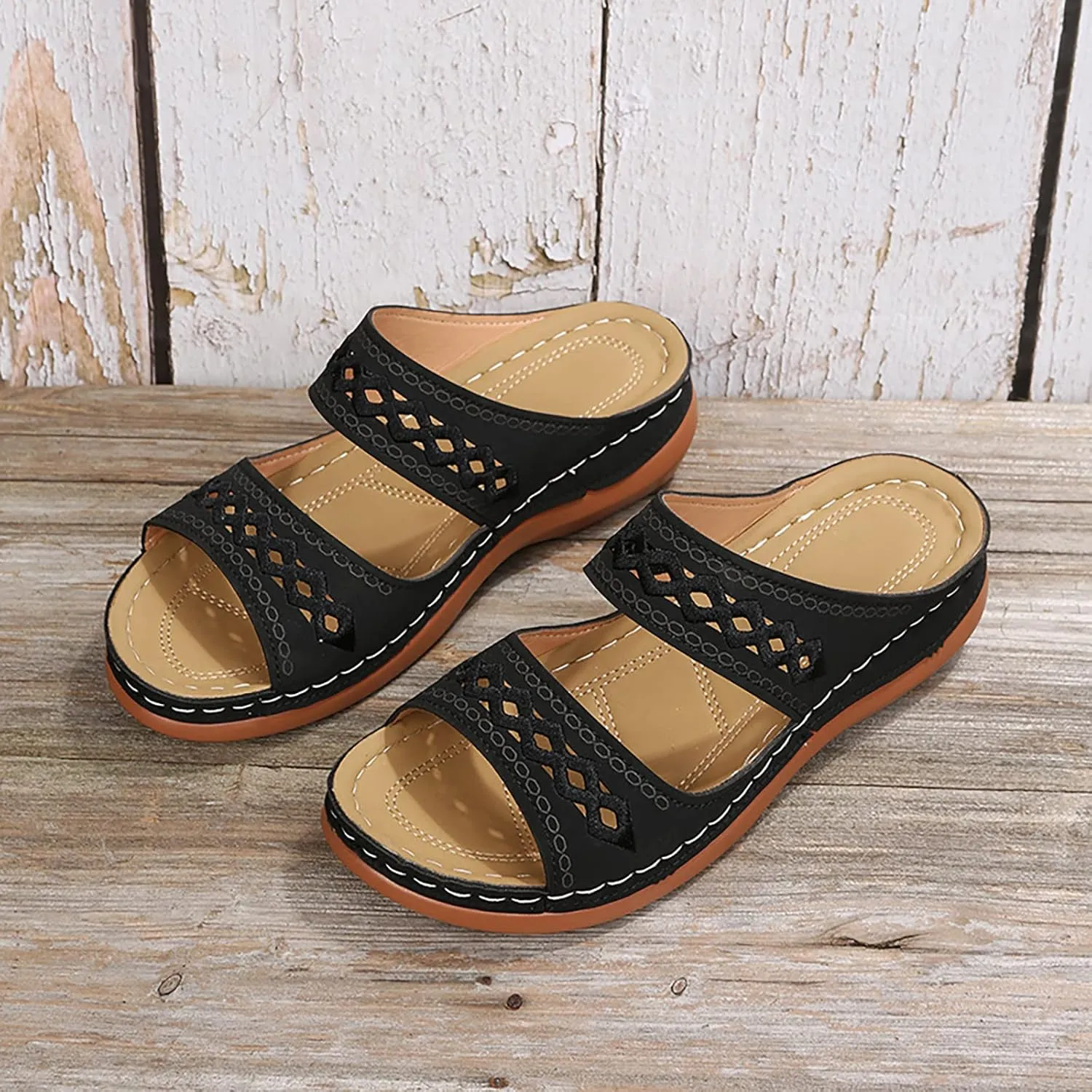 Cathalem Orthopedic Wedge Sandals for Women Dressy Summer Comfortable Walking Sandals with Arch Support