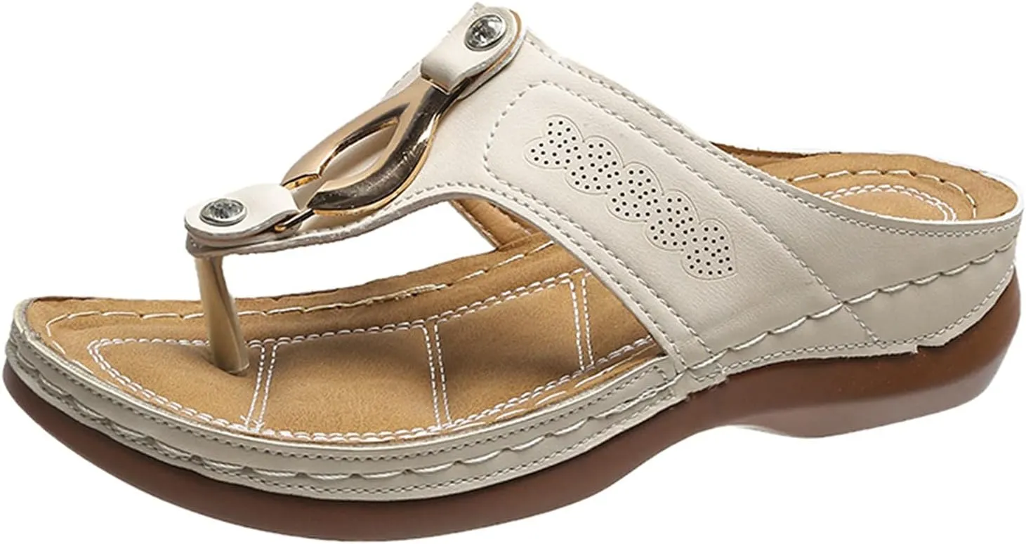 Cathalem Sandals for Women 2024 Arch Support Sandals Women's Orthotic Sandals Flip Flops Comfy Wedge Walking Slippers