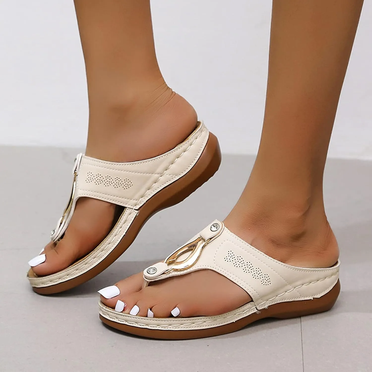 Cathalem Sandals for Women 2024 Arch Support Sandals Women's Orthotic Sandals Flip Flops Comfy Wedge Walking Slippers
