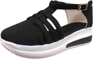 Cathalem Sandals for Women Dressy Summer Comfortable Platform Flat Roman Beach Shoes Summer Comfy Slippers Sandals