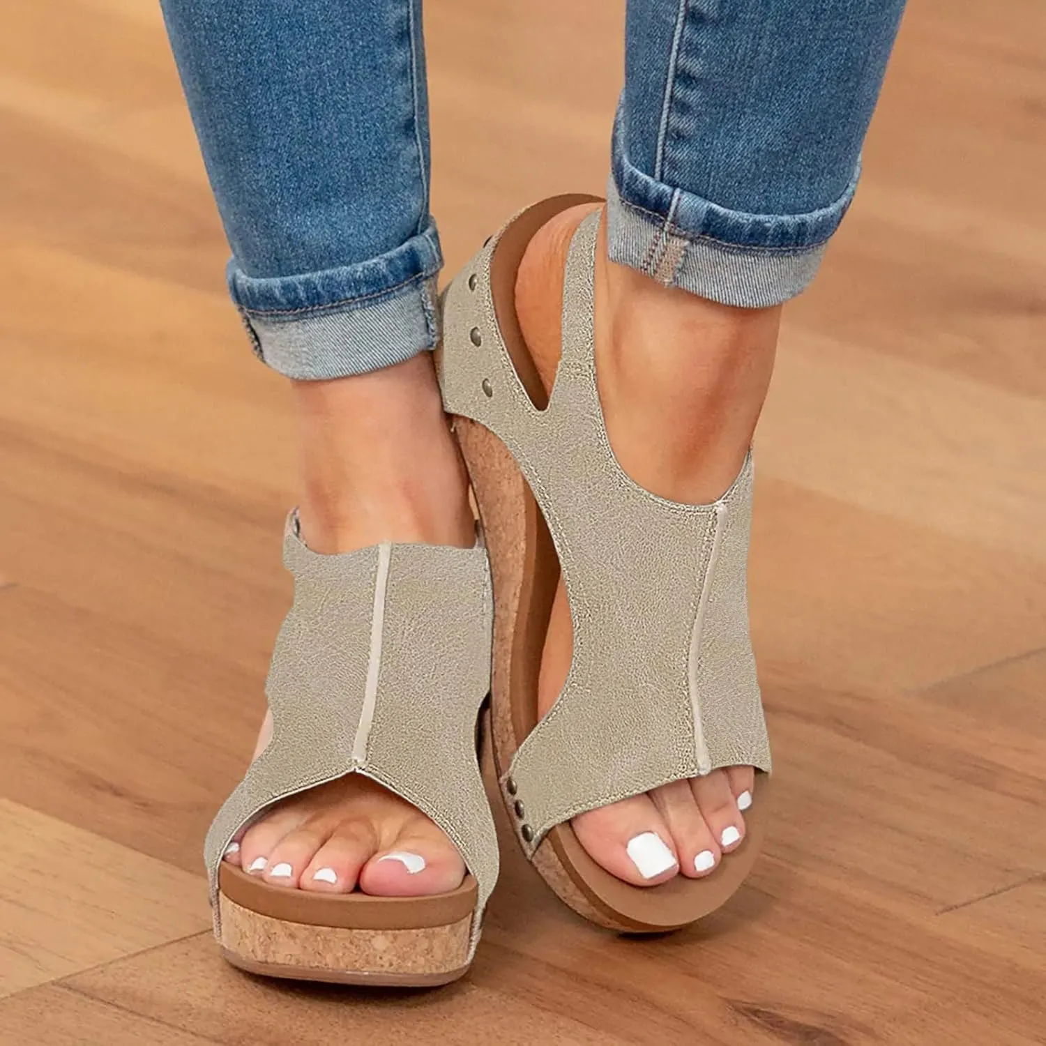 Cathalem Summer Sandals for Women 2024 Comfortable Strappy Platform Sandals Orthopedic Sandals Casual Summer Shoes