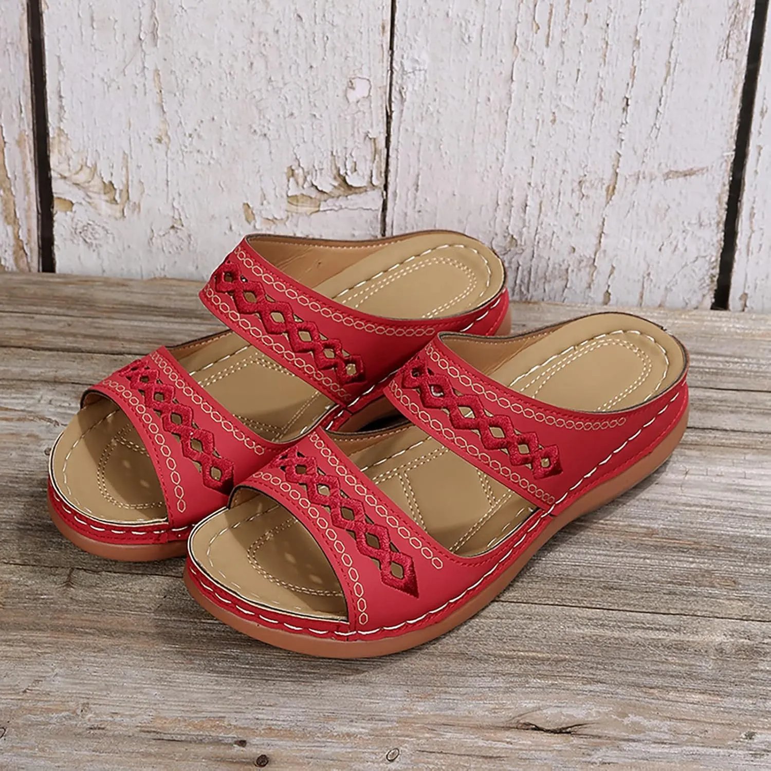 Cathalem Summer Sandals for Women 2024 Open Toe Ankle Strap Platform Sandals Casual Strappy Low Wedges Sandals Beach Sandals