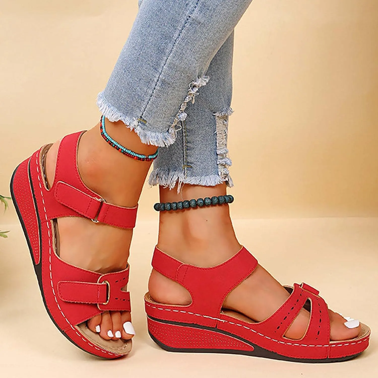 Cathalem Summer Sandals for Women 2024 Platform Arch Support Sandals Walking Sandals Womens Comfortable Fashion Sandals