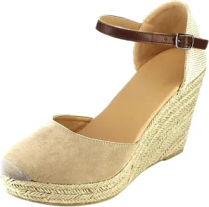 Cathalem Summer Sandals for Women 2024 Women's Closed Toe Ankle Strap Espadrilles Wedge Sandals Dressy Casual Platform Shoes