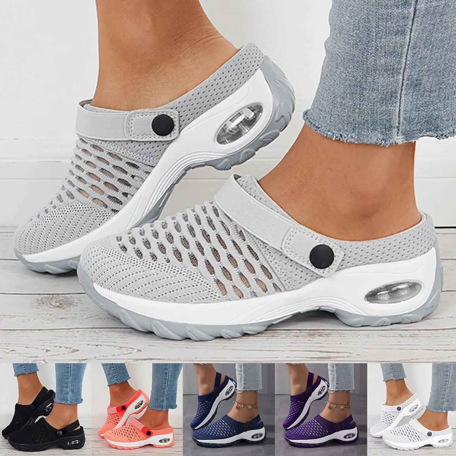 Cathalem Wedge Sandals for Women New Air Cushion Slip-on Diabetic Walking Shoes for Women Wide Width Slippers for Women