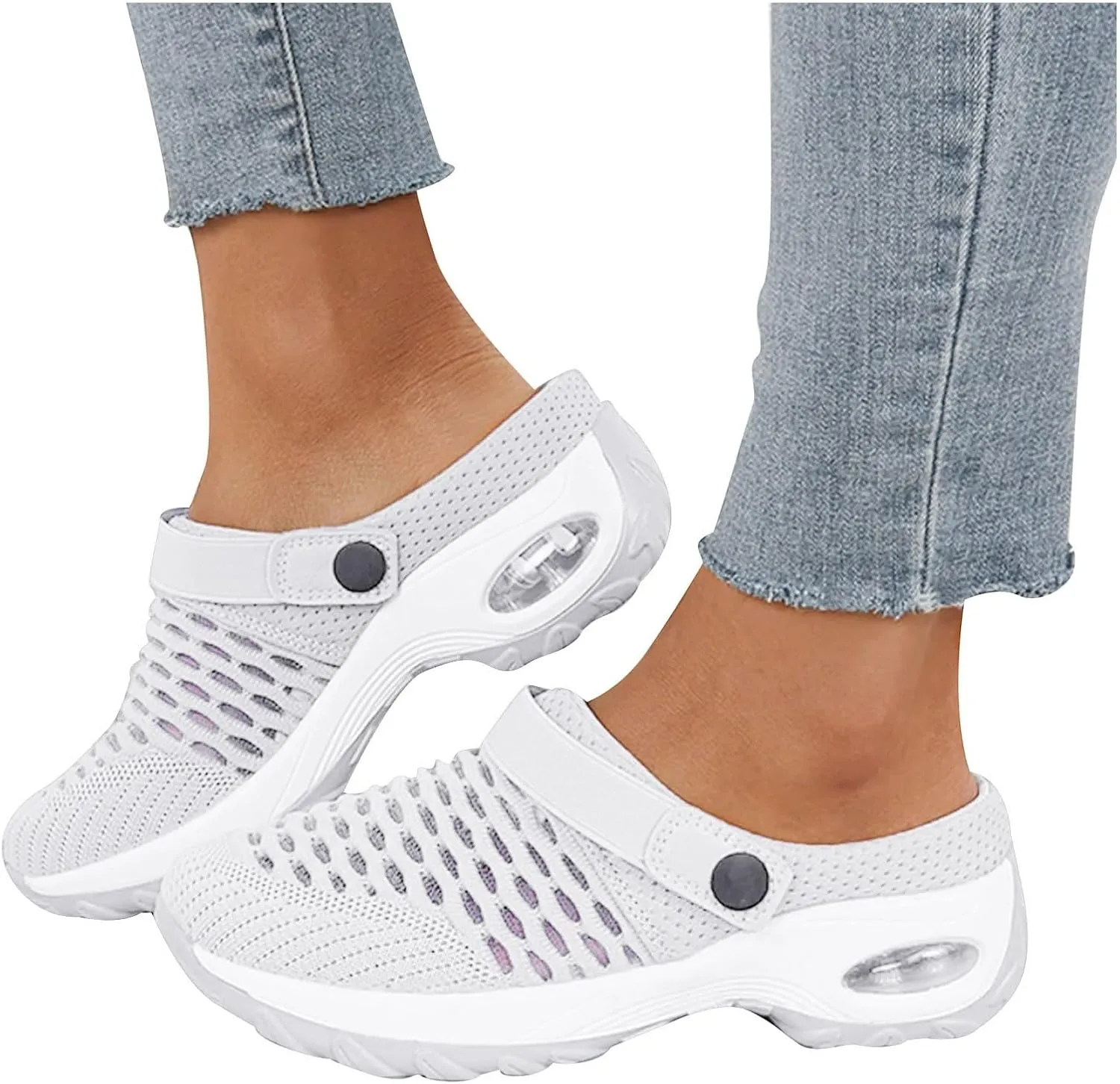 Cathalem Wedge Sandals for Women New Air Cushion Slip-on Diabetic Walking Shoes for Women Wide Width Slippers for Women