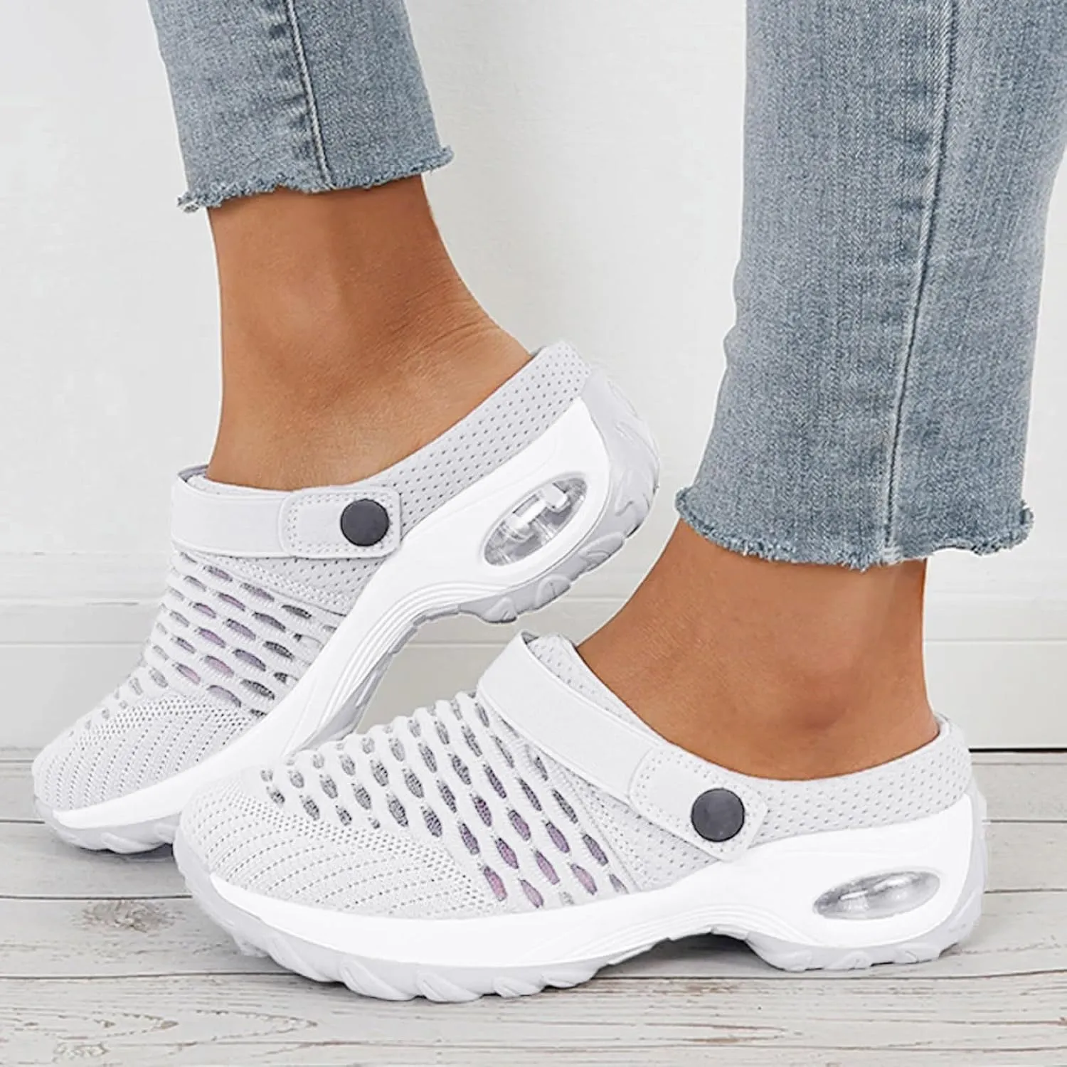 Cathalem Wedge Sandals for Women New Air Cushion Slip-on Diabetic Walking Shoes for Women Wide Width Slippers for Women