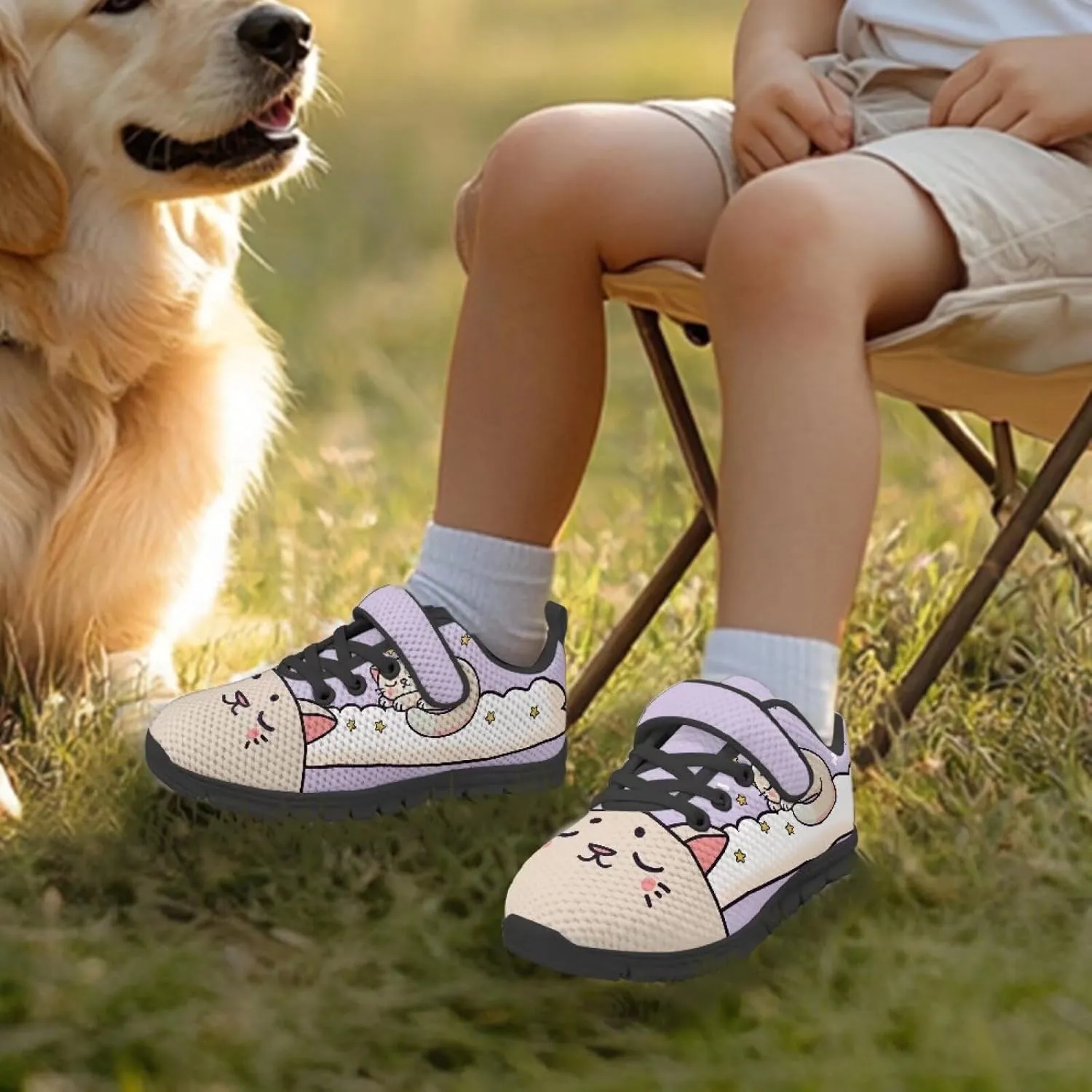Children's Single Buckle Sneakers,Lightweight Fashion Tennis Shoes Anti-Skid Mesh Sneakers for Jogging Cycling