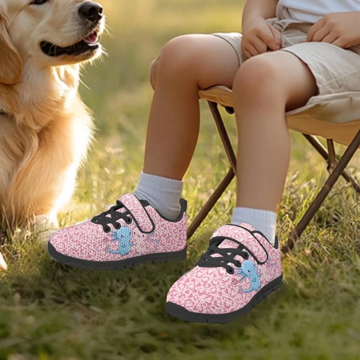 Children's Single Buckle Sneakers,Lightweight Fashion Tennis Shoes Anti-Skid Mesh Sneakers for Jogging Cycling