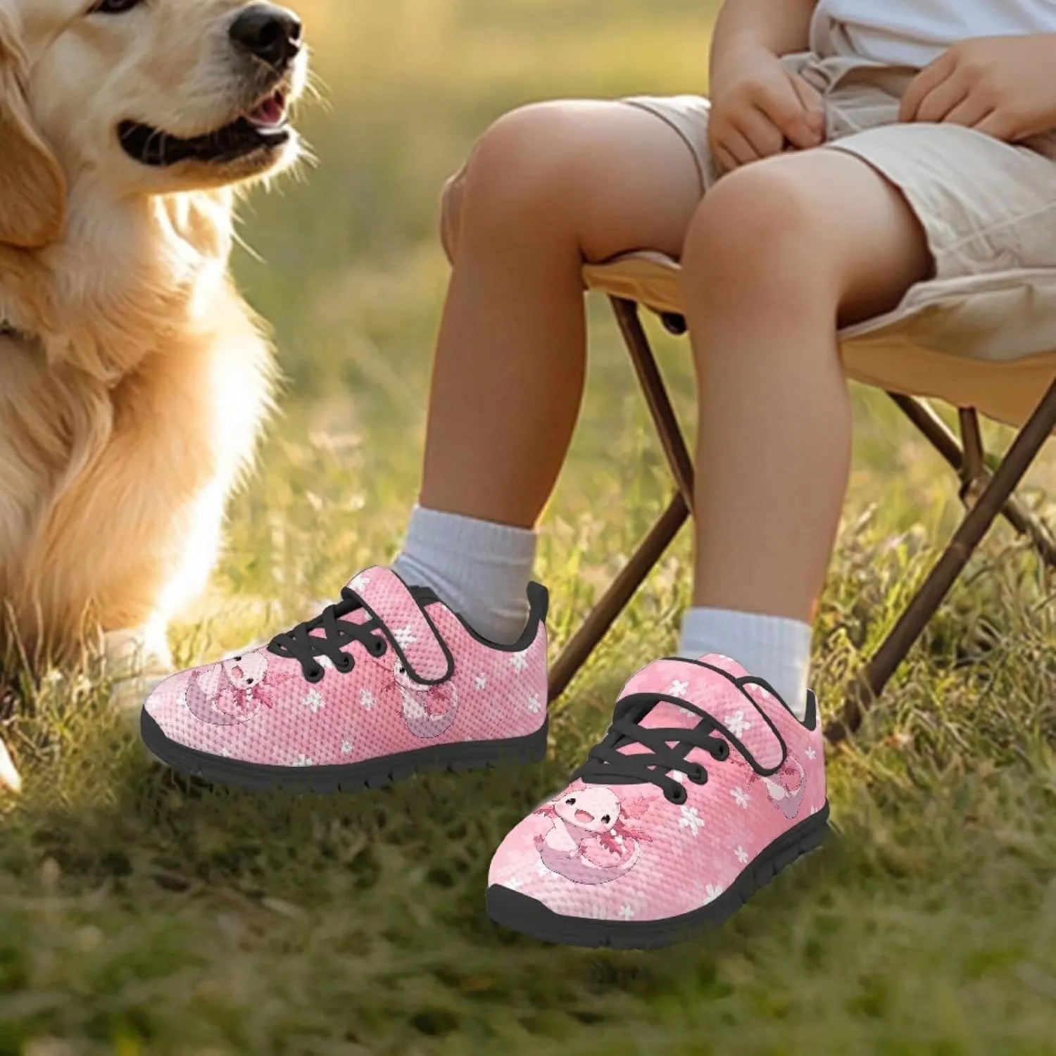 Children's Single Buckle Sneakers,Lightweight Fashion Tennis Shoes Anti-Skid Mesh Sneakers for Jogging Cycling