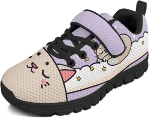 Children's Single Buckle Sneakers,Lightweight Fashion Tennis Shoes Anti-Skid Mesh Sneakers for Jogging Cycling
