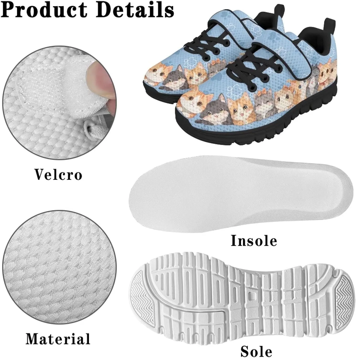 Children's Single Buckle Sneakers,Lightweight Fashion Tennis Shoes Anti-Skid Mesh Sneakers for Jogging Cycling