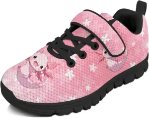 Children's Single Buckle Sneakers,Lightweight Fashion Tennis Shoes Anti-Skid Mesh Sneakers for Jogging Cycling