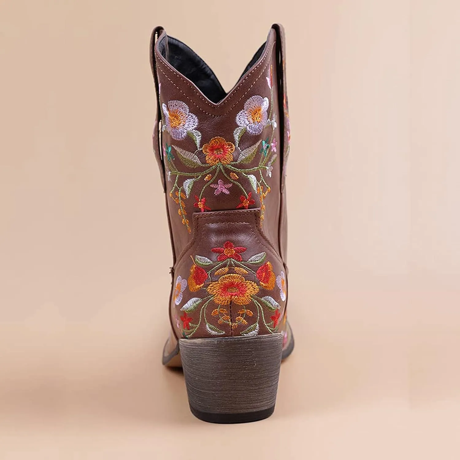 Cowboy Boots for Women Cowgirl Boots Western Fashion Stitched Embroidered Chunky Heels Slip on Black Cowgirl Boots