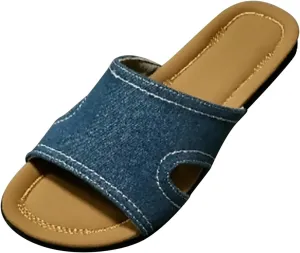 Denim Flat Sandals for Women Dressy Plus Size Breathable Indoor Outdoor Slippers Orthopedic Shoes 2025 Summer Slip on Shoe Footwear