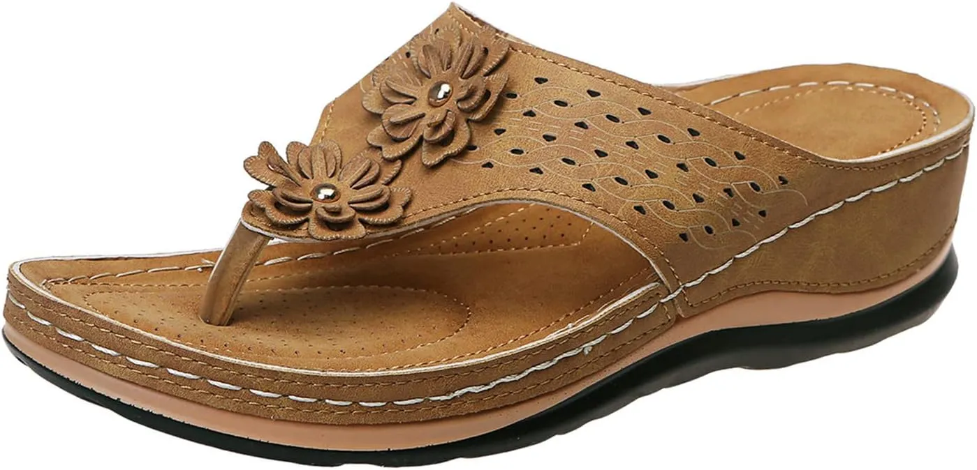 Eduavar Dressy Sandals Women, Sandals Women Dressy Summer Comfy Flip Flops Sandals Breathable Open Toe Flat Sandals