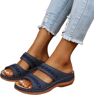 Eduavar Orthopedic Sandals for Women, Womens Sandals Comfortable Sandals Slippers Open Toe Wedge Sandals with Arch Support
