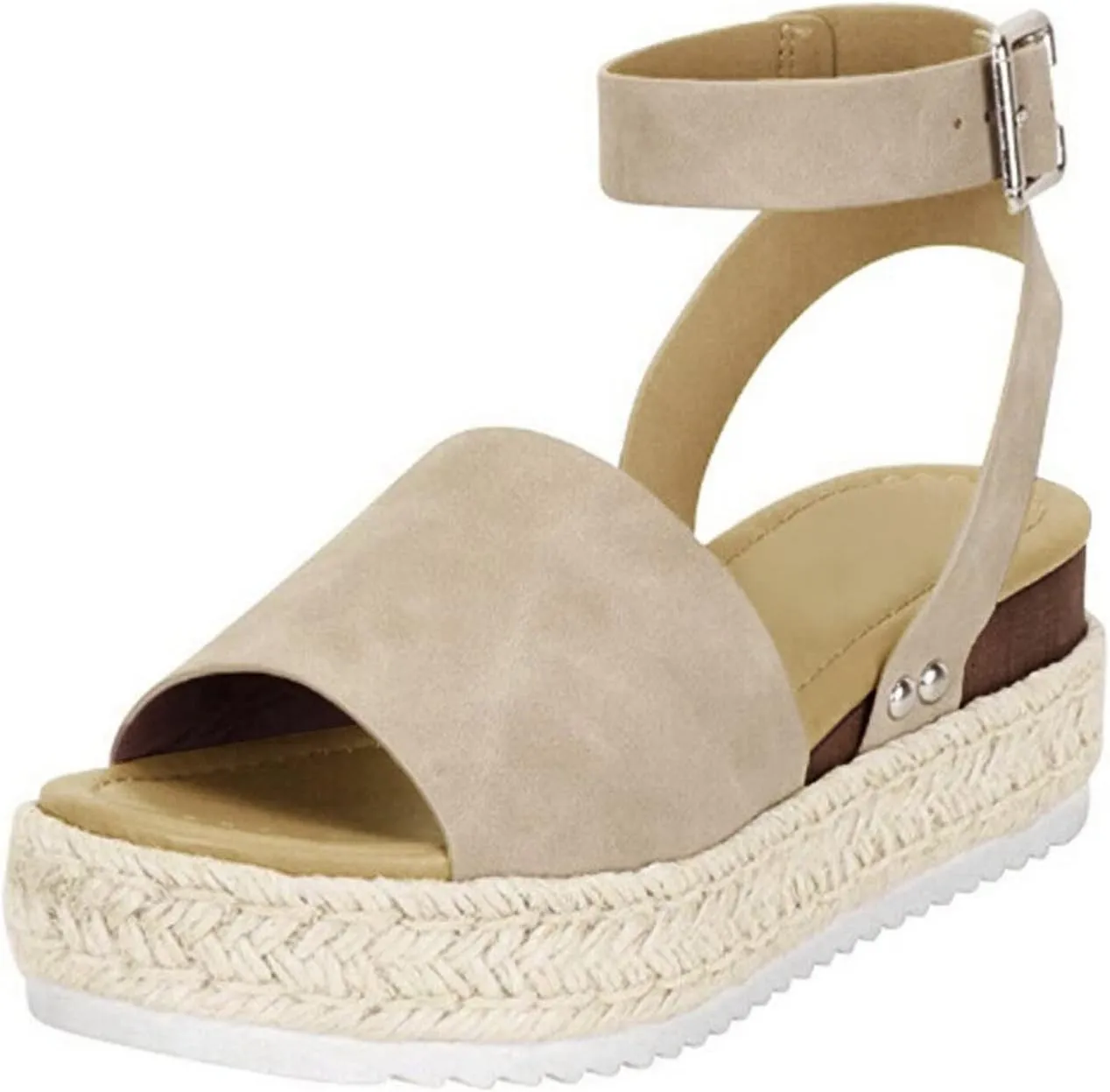 Eduavar Platform Sandals Women, Womens Sandals Elegant Buckle Ankle Strap Comfortable Espadrilles Platform Casual Sandals