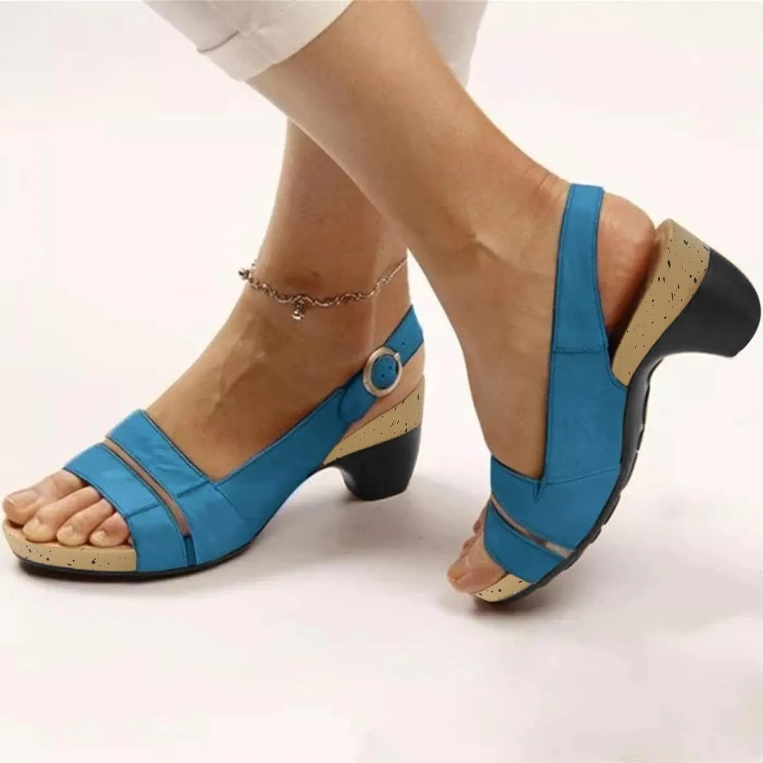 Eduavar Sandals for Women Casual, Sandals Women Summer Beach Sandals Black Sandals Flat Slippers Ring Toe Sandals