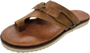 Eduavar Sandals for Women Casual Summer, Sandals Women Dressy Summer Flat Leather Ring Toe Flip Flops Comfy Sandals Slippers