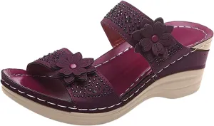 Eduavar Sandals for Women, Sandals Women Dressy Slip On Sandals Breathable Open Toe Sandals with Arch Support