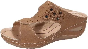 Eduavar Sandals Women, Sandals Women Fashion Slip On Sandals Comfortable Peep Toe Sandals Summer Walking Shoes