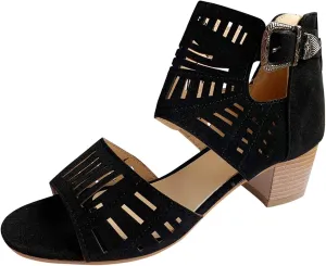 Eduavar Summer Sandals for Women, Sandals Women Wedge Casual Summer Breathable Heel Sandals Boots with Ankle Strap