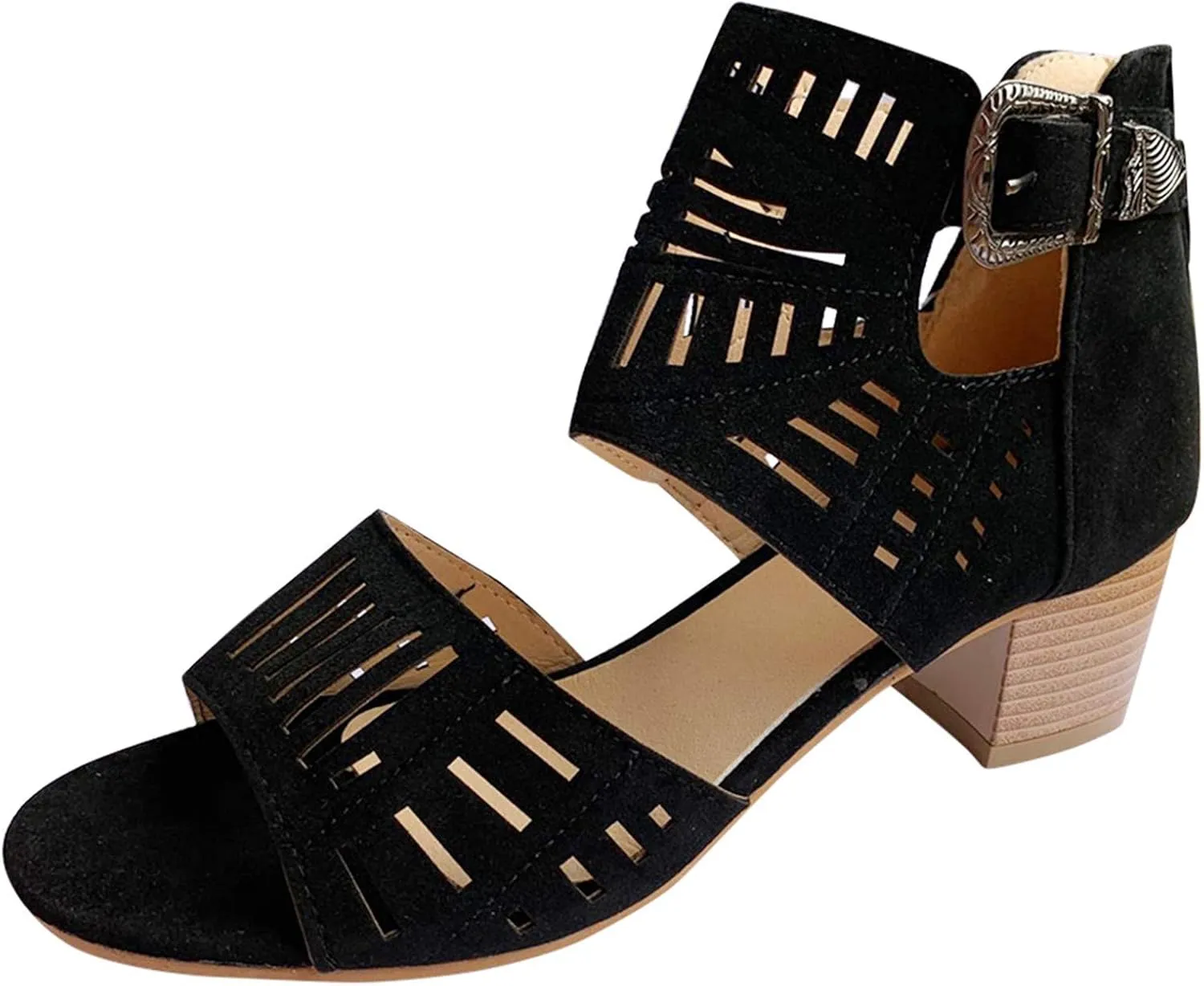 Eduavar Summer Sandals for Women, Sandals Women Wedge Casual Summer Breathable Heel Sandals Boots with Ankle Strap