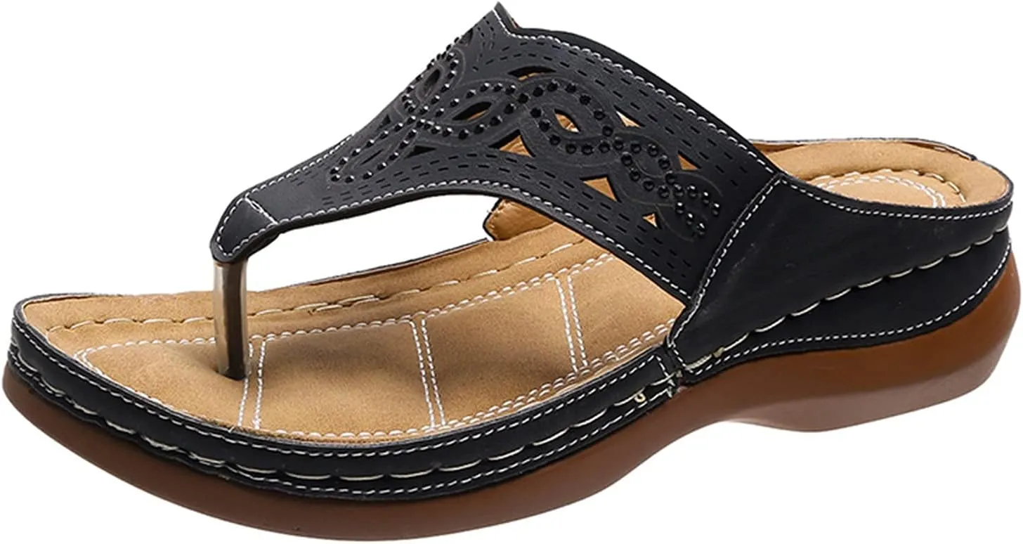 Eduavar Womens Sandals Comfortable, Sandals Women Dressy Summer Comfy Flip Flops Sandals Breathable Open Toe Flat Sandals