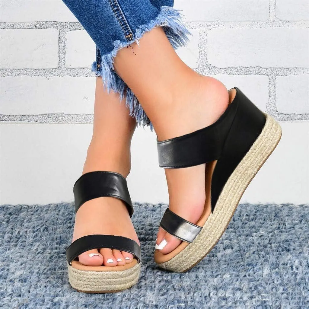Eduavar Womens Sandals Comfortable, Sandals Women Dressy Summer Espadrille Platform Sandals Slip On Wedge Sandals Shoes