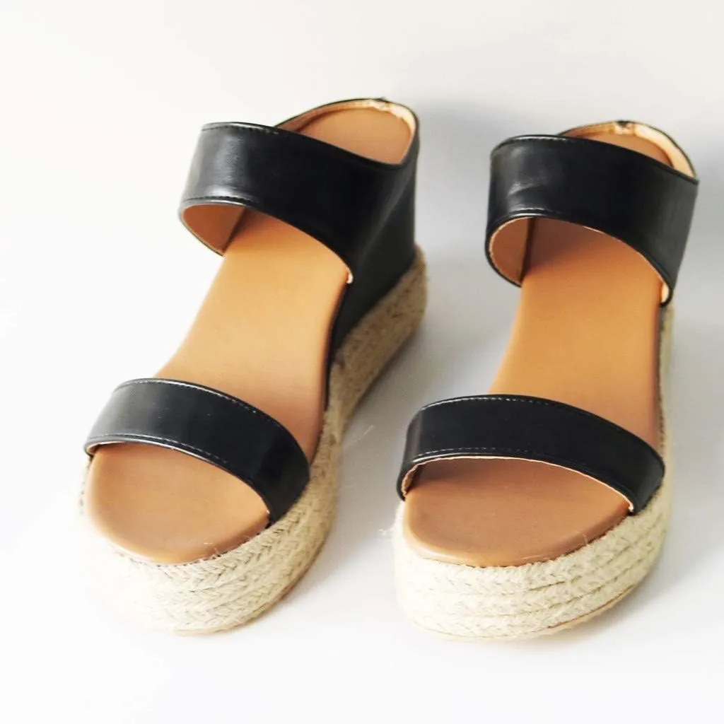 Eduavar Womens Sandals Comfortable, Sandals Women Dressy Summer Espadrille Platform Sandals Slip On Wedge Sandals Shoes