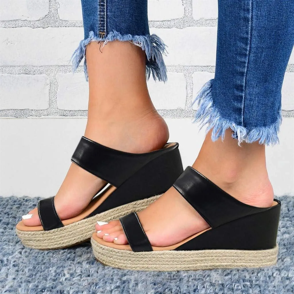Eduavar Womens Sandals Comfortable, Sandals Women Dressy Summer Espadrille Platform Sandals Slip On Wedge Sandals Shoes
