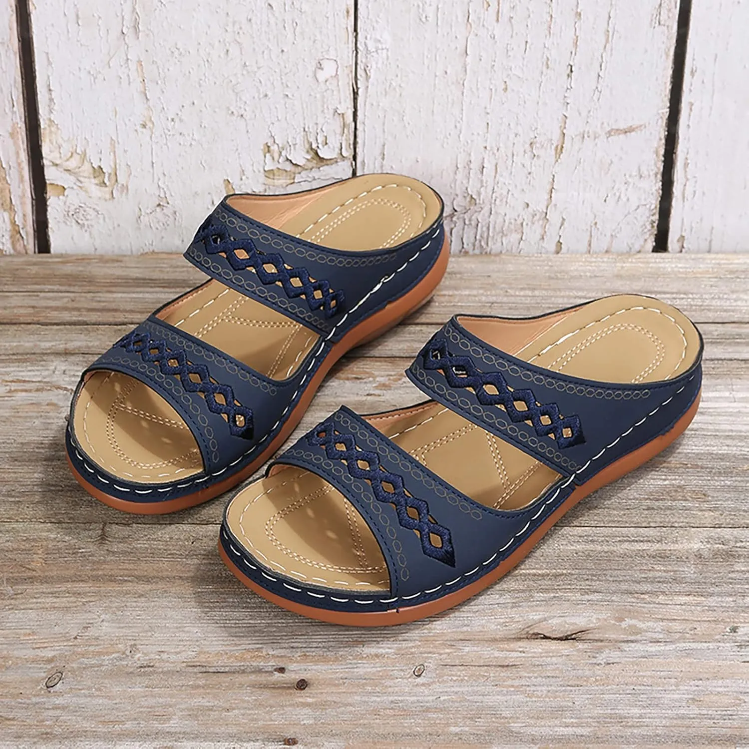 Eduavar Womens Sandals Dressy, Sandals Women Comfortable Sandals Slippers Open Toe Wedge Sandals with Arch Support