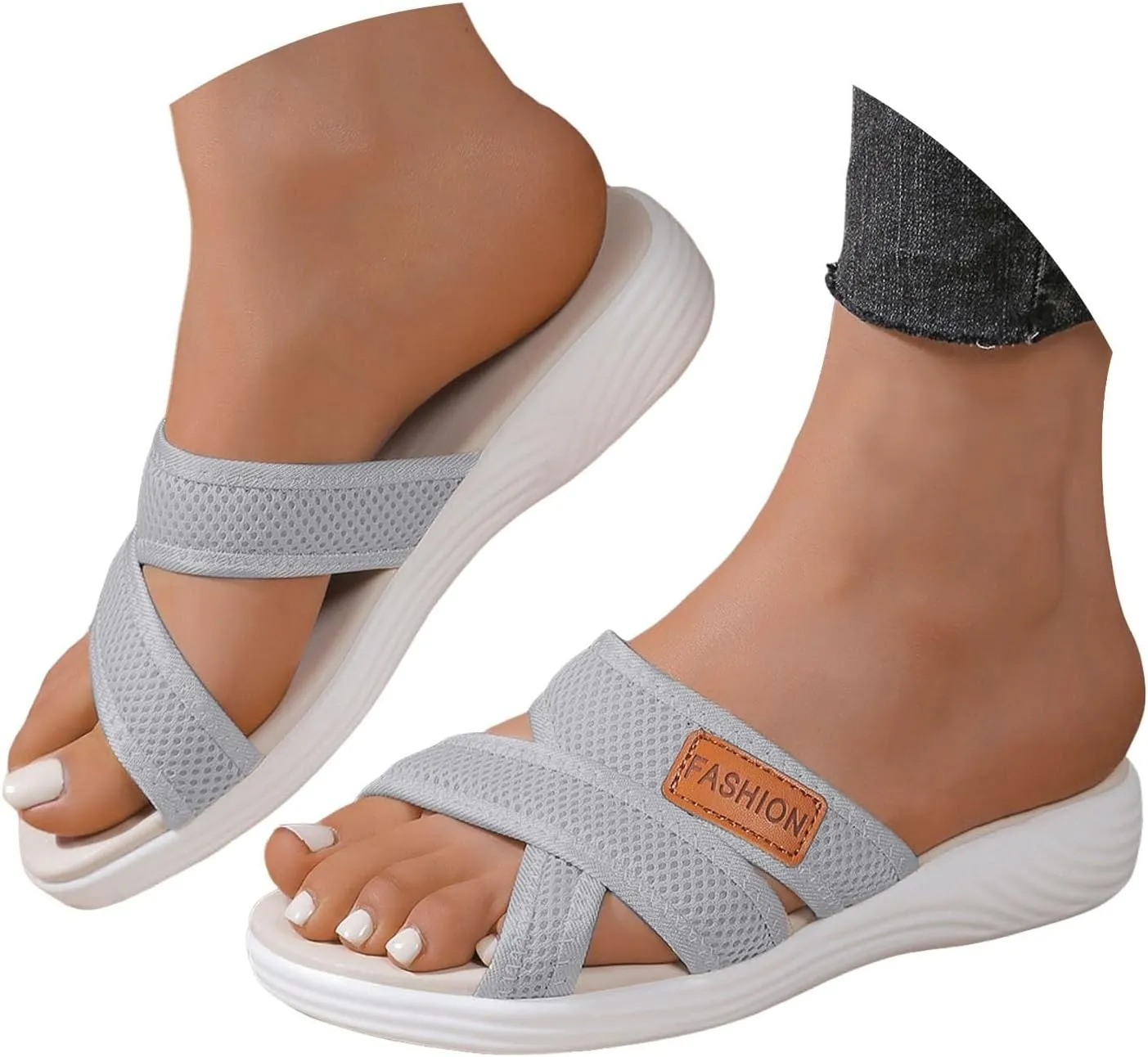 Eduavar Womens Sandals Slip On Dressy Comfortable Memory Foam Slides Slippers Ladies Lightweight Platform Beach Walking Shoes